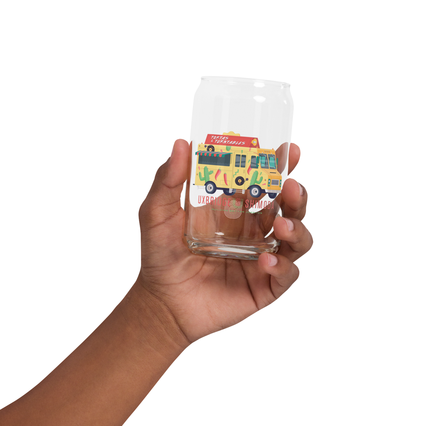 Tortas & Turntables Beer Can Glass